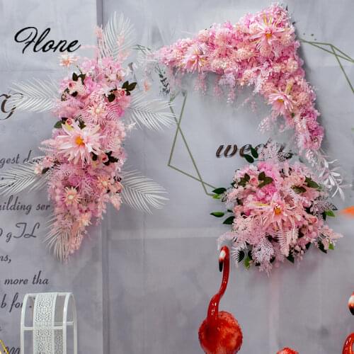 Flone Artificial fake flowers swag wedding arch flower swag backdrop Valentine day decoration pink flower arrangement