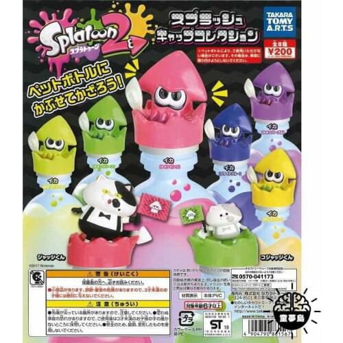 TAKARA TOMY Genuine Gashapon Toys NS Splatoon Squid on Bottle Cap Cute Action Figure Ornaments Toys