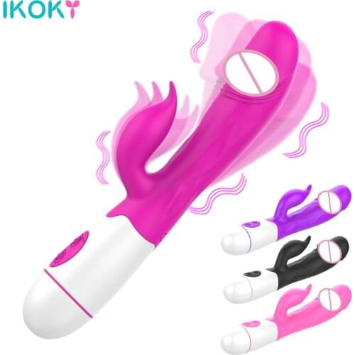 IKOKY G Spot Dildo Rabbit Vibrator 30 Speed Dual Vibration Sex Toys For Women Vagina Clitoris Massager Female Masturbator