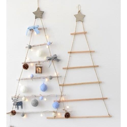 INS Wooden Hanging Christmas Tree Pendant DIY Xmas Tree Ornaments Wood Crafts Merry Christmas Decorations For Home Decor Props