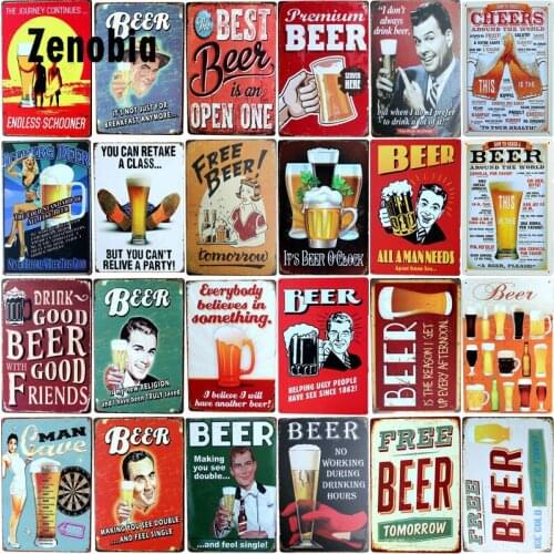 Classic Beer Retro Metal Tin Sign Vintage Metal Poster Plaque Decorative Tin Plates for Bar Pub Club Man Cave Wall Decoration