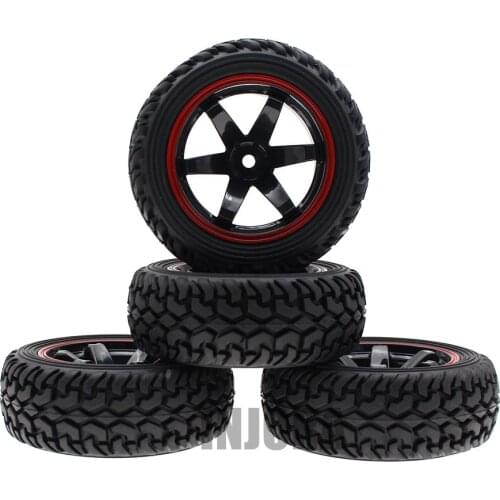 4PCS Wheel Rim and Tire 75*28MM for 1/10 RC On-road Rally Car Kyosho Tamiya HSP HPI RC Car
