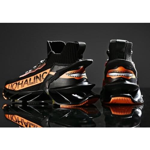 Fashion Shark Sneakers Men Black Orange Mens Casual Shoes Non-Slip Rubber Man Flats Footwear Lace Up Male Sports Tennis Zapatos