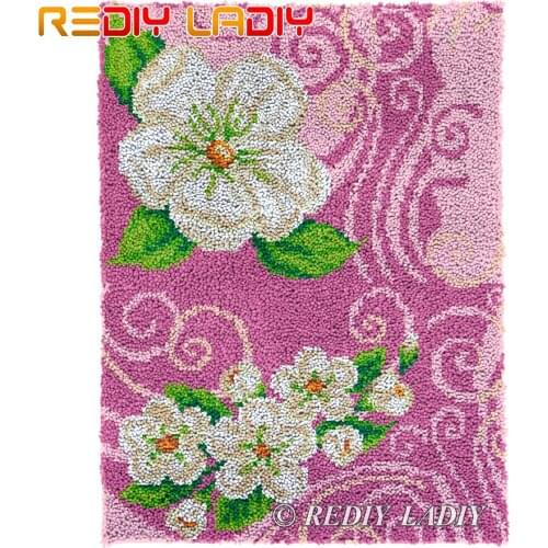 Latch Hook Rug Flowers Pattern Plush Wall Tapestry Kits DIY Carpet Rug Chunky Yarn Arts Crochet Floor Mat Home Decor 61*81cm