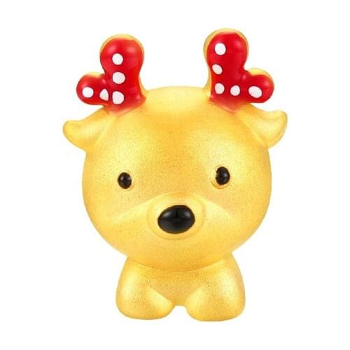 Hot sale 24K Yellow Gold Bracelet 3D 999 Gold Heart Deer Bracelet