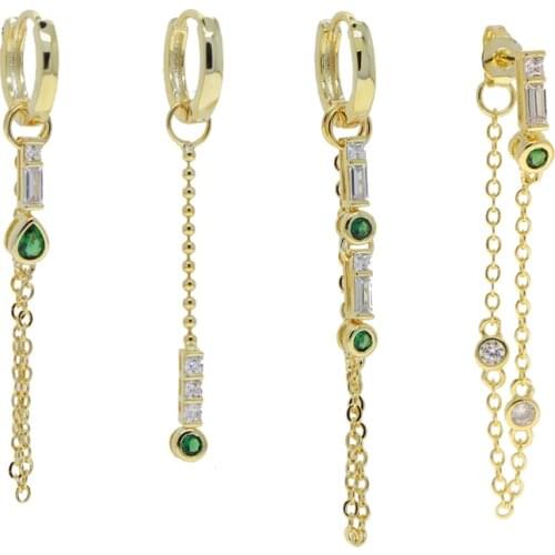 Trendy Dangle Drop Earrings for Women Gold color Chain tassel Earring Zircon Jewelry Accessories for Wedding Engagement Gift