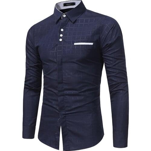 Mens Plaid Shirt Long Sleeve Turn Down Collar Single-Breasted Cardigan Shirts Casual Simplicity Fashion Tops