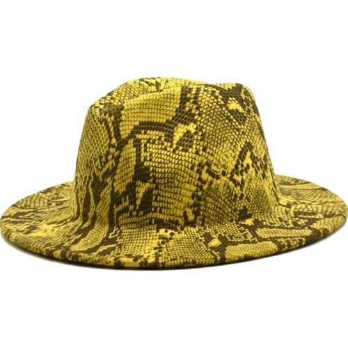 Snake Pattern Autumn And Winter Mens Hat Fedora Retro Ladys Fedora Flat Jazz Hat Church Hat F63