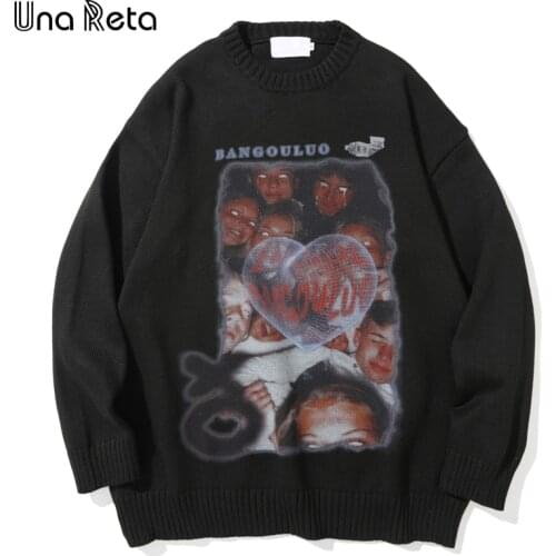 Una Reta Sweater Men New Arrivals Hip Hop Print Knitted Sweaters Streetwear Men Casual Oversize Pullover Tops Harajuku Sweater
