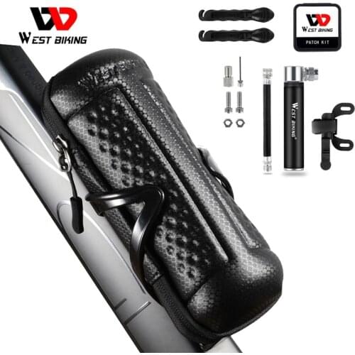 WEST BIKING Bike Repair Tools Storage Case Portable Bike Tire Repair Kits With Kettle Rack PVC Waterproof Bottle Organizer Case