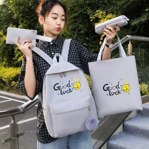 4-Piece Set New Lovely Multifunctional Backpack Teenage Girl Portable Travel Bag Female Small Schoolbag Insert Buckle Backpacks