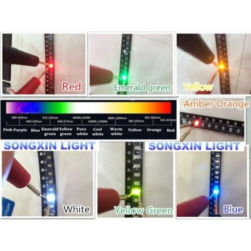 1400pcs 0603 SMD LED Assortment Red/Green/Blue/Yellow/White/Emerald-green/Orange 200pcs each SMD LED 0603 Diode Pack 1.6*0.8*0.6