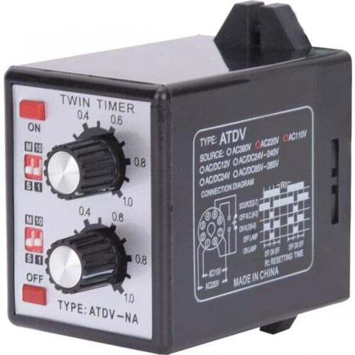 AC110V/220V New Professional Knob Control Time Switch Relay On/Off High Precision Twin Timer Relay Multi-Section Tester