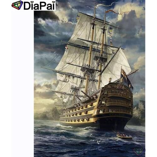 DIAPAI 100% Full Square/Round Drill 5D DIY Diamond Painting "Boat scenery" Diamond Embroidery Cross Stitch 3D Decor A20854