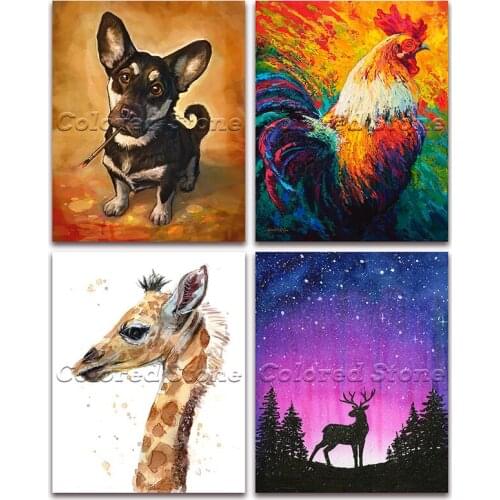 5D Full Square Diamond painting embroidery Cross stitch Animals Dog chicken giraffe deer 3D DIY Round Drill Drawing mosaic 289