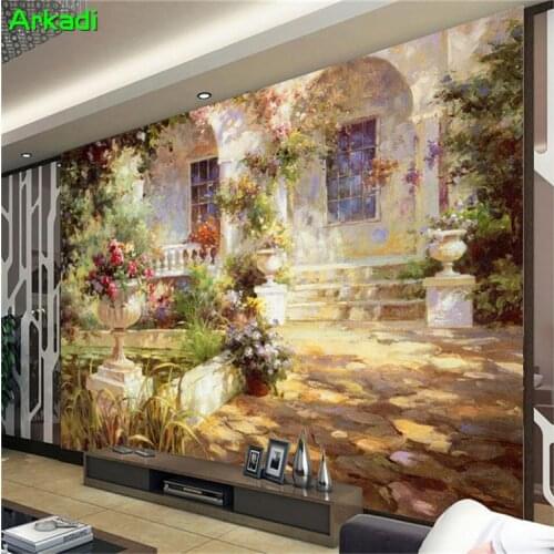 Custom 3d Photo Wallpaper Pastoral Personality Landscape Garden Landscape Painting Sofa TV Background Wall Painting