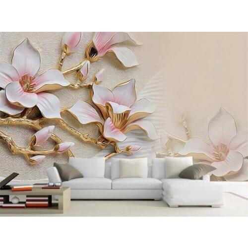 Custom photo wallpaper 3d living room TV sofa rich three-dimensional relief magnolia bloom large mural 3d wall murals wallpaper