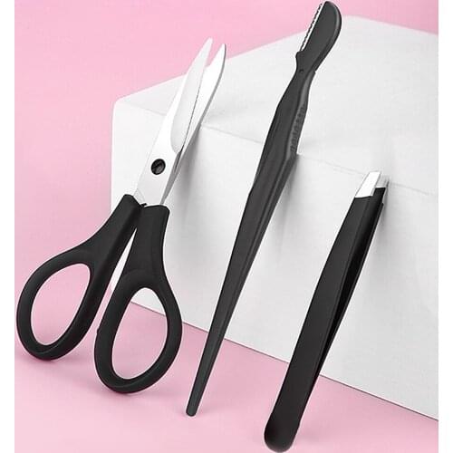 Portable Stainless Steel Professional 2 in 1 3pcs/set Eyebrow Trimmer Kit