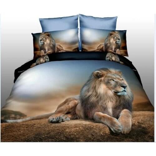 Bedclothes 200x230cm Queen Size Bedding Set Animal Home Textile Bed Set Printed Lion Tiger Duvet Cover BedSheet Pillowcases K958