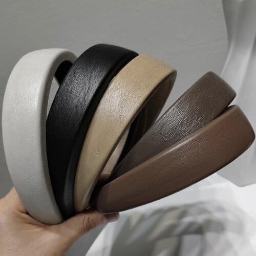 Retro leather headband Korean simple go out pressure hair wide-brimmed hairpin temperament sponge headband hair accessories