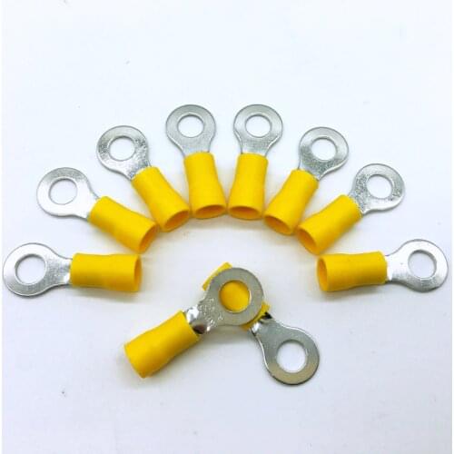 RV5.5-4s #8 Stud Size Yellow Vinyl Insulated Ring crimp terminals For 12-10 AWG cable Round crimp terminal