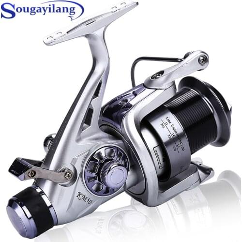 Sougayilang Carp Fishing Reel CNC Metal Spool Double Brake Spinning Fishing Reel Wheel for Freshwater Saltwater Sea Boat Fishing