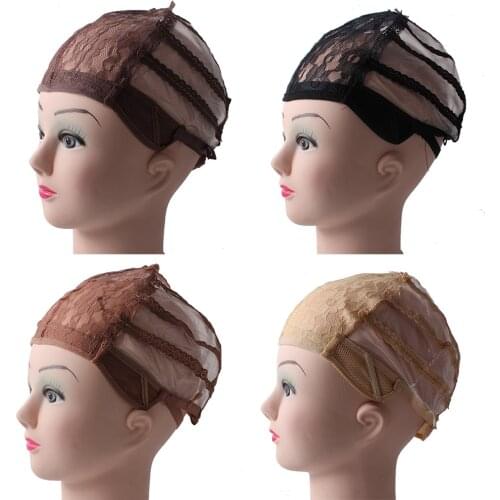 10pcs/lot High Quality Wig Cap Making Wigs Straps Breathable Mesh Weaving Adjustable Cap Black Beige Brown Hot Sale