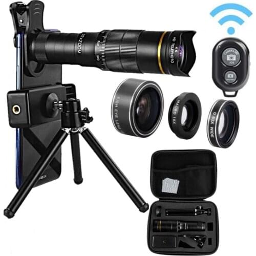 Tongdaytech 32X 28X Phone Telescope Lens Zoom Lens Fisheye Wide Angle Macro Lente With Tripods Controller For Iphone Samsung