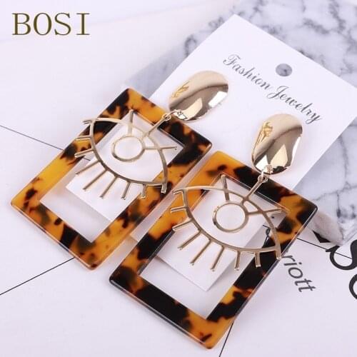 2019 hot ZA jewelry Brown Acrylic Drop Earring Bohemian Big Geometric Fashion Women Statement Long Gift Acetate Earring new