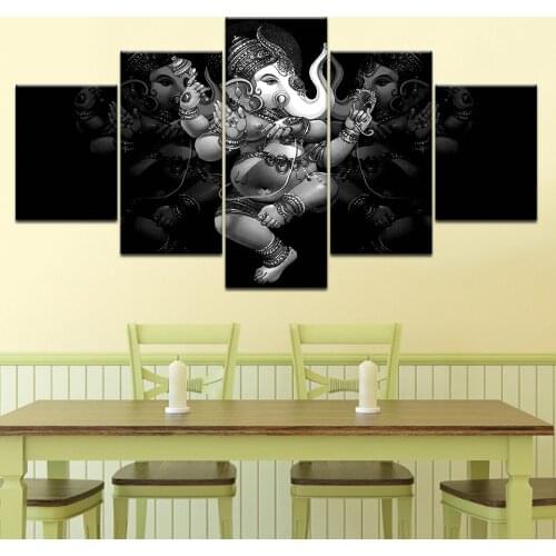Ganesha Painting Superior Quality Canvas Printed Wall Art Poster 5 Pieces / 5 Panel Wall Decor Home Decor Pictures