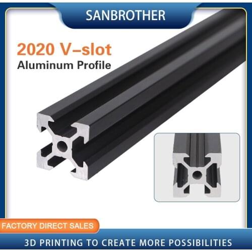 1PC BLACK 2020 European Standard Anodized Aluminum Profile Extrusion 100mm - 800mm Length Linear Rail 500mm for CNC 3D Printer