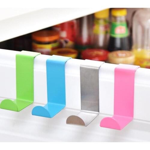 2pcs/set Stainless Steel Door Hooks Multipurpose Kitchen Towel Clothes Hanger Home Z-shaped Storage Bathroom Hang Hook Cabi B2T3