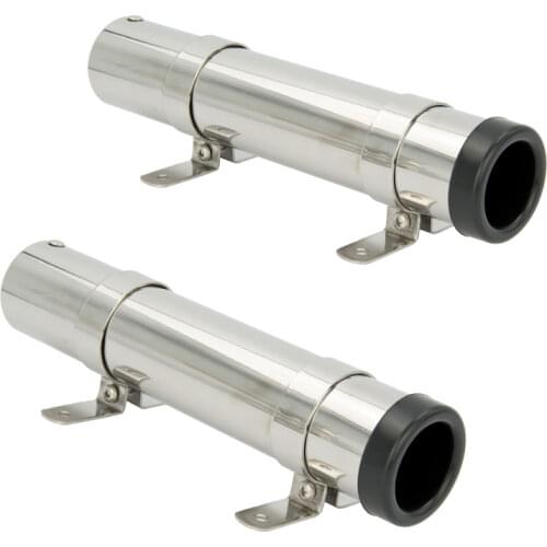 2PCS Fishing Rod Racks Black Rubber Collar Boat Marine Holders Stainless Steel Side Mount