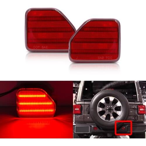 2PCs Fits For Jeep Wrangler 2018 2019 2020 Rear Red Reflector Led Side Marker Lights Lamp