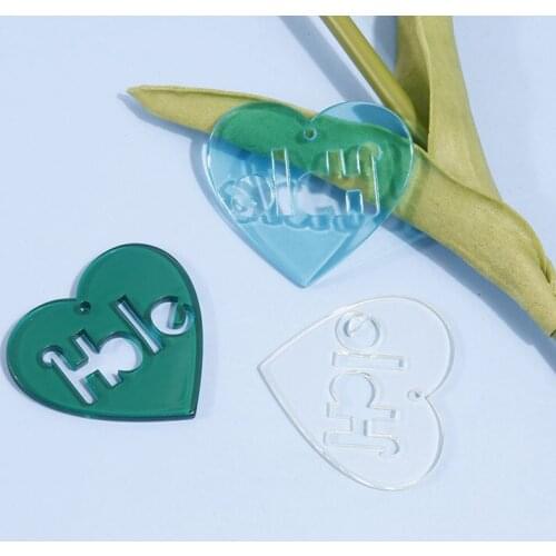 Summer style 30pcs/lot color print Hollow out HOLLE core cartoon hearts shape acrylic beads charms diy jewelry earring accessory