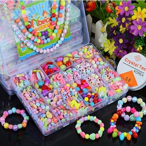 700pcs DIY Handmade Beaded Childrens Toy Creative Loose Spacer Beads Crafts Making Bracelet Necklace Jewelry Kit Girl Toy Gift