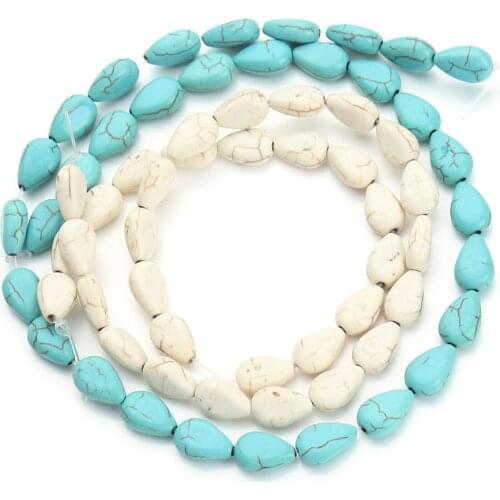 Approx.32pcs/pack 0.8cm*1.2cm Flat Water Drop Blue White Seed Beads Created Beads Loose Stone F1283