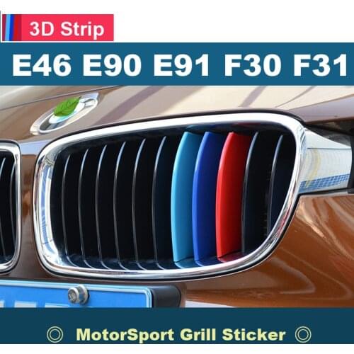 Car Front Grille Stripes M Sport Strips Grill Cover Performance Clip Stickers for BMW 3 Series E46 E90 E91 E92 E93 F30 F31 F35