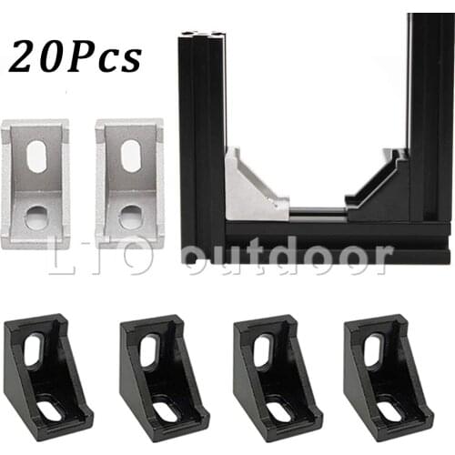 20Pcs Black/Silver Aluminum Right angle bracket for Building Industrial Aluminum Frame Structures Hardware Accessories