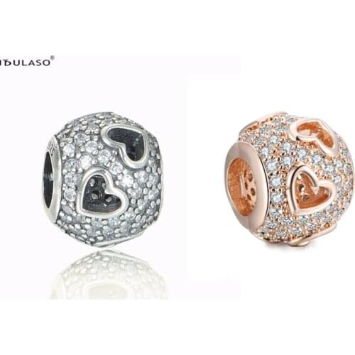 DIY Beads Sparking Heart Charm Fits Original Silver Bracelets For Woman Sterling Silver Jewelry Beads For Jewelry Making