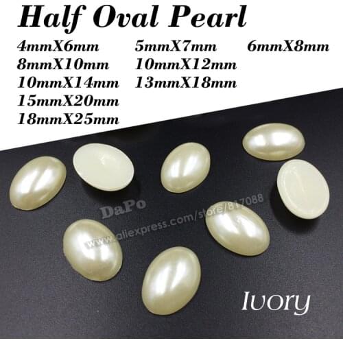 Hot !! White/Ivory Oval Shape Half Pearls Flatback Beads Scrapbooking Jewelry Garment Accessory DIY