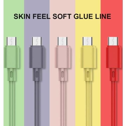 Soft Liquid Silicone Type-C/Micro USB Cable For Samsung Xiaomi Redmi Huawei Fast Charging Cord Origin Long Data Charger Wire