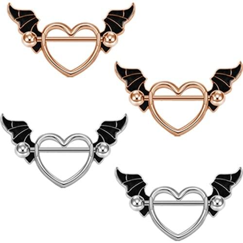 2-4PCS 14G 316L Surgical Steel Nipple Rings Barbell Bat Nipple Bars Nipple Piercing Surgical Steel Body Piercing Jewelry