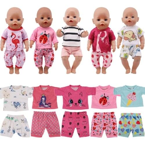 Reborn Doll Cute Baby Clothes For Baby New Born Two-Piece T-Shirt & Pants For 18 Inch&43 Cm Accessories For Girl Kid Toy Gifts