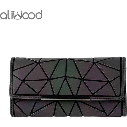 Aliwood 2021 Hot Brand Bao Wallet Women Clutch Ladies Cards bag Fashion Geometric Female bags Noctilucent luminous Long Purse