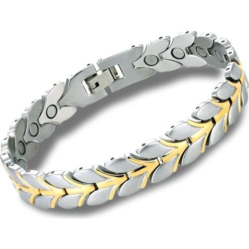 Magnetic Bracelets For Women Men Gold-color Stainless Steel Health Energy Germanium Chain Link Bracelets & Bangles Mens