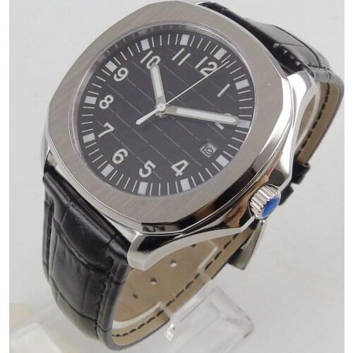 Fashion 39mm Sterile Automatic Mens Watch Stainless Steel Case With Earth Texture Sapphir Glass Date Window