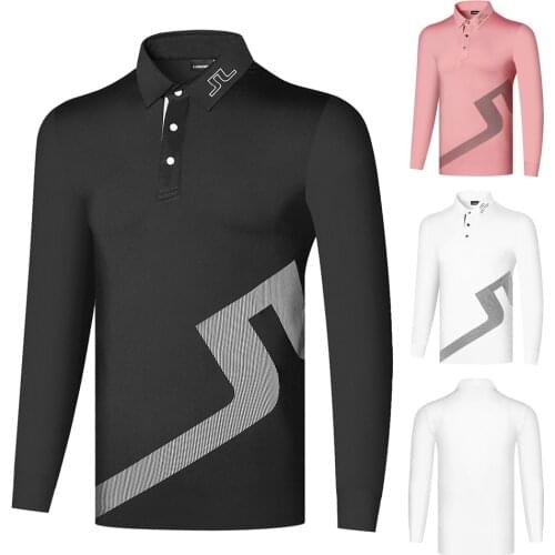 Golf Apparel JL Mens Sports and Leisure Outdoor Breathable Quick-Drying Anti-Shrink T-Shirt Polo Top High Quality Long Sleeves