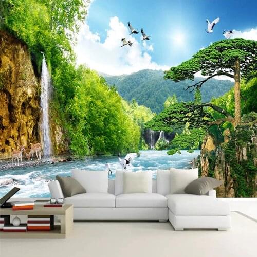 Custom Mural Wallpaper For Bedroom Walls 3D Waterfall Wall Painting Wall Papers Home Decor Living Room Photo Background Modern