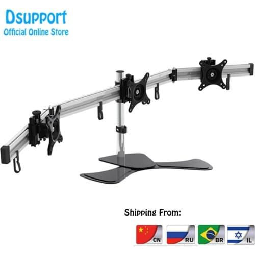 Aluminum Alloy Desktop Stand Triple Monitor Holder Full Motion TV Mount loading 8kgs each head